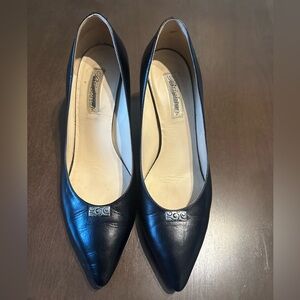 Size 10 Black Leather 3” Brighton Heels